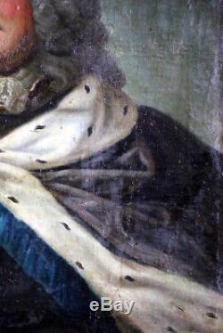Tableau ancien à restaurer du 18è-Grand Portrait de Stanislas Ier