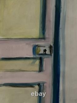 Tableau ancien aquarelle nature morte porte intérieur perspectives à attribuer