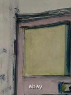 Tableau ancien aquarelle nature morte porte intérieur perspectives à attribuer