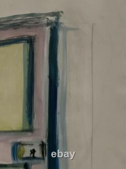 Tableau ancien aquarelle nature morte porte intérieur perspectives à attribuer