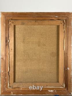 Tableau ancien art Déco bouquet de fleurs Pavots signé Lacombe Cadre gradin