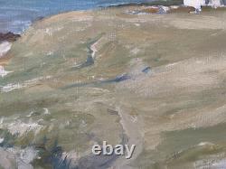 Tableau ancien breton marine mer Bretagne paysage signé peinture XIX huile toile
