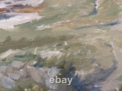 Tableau ancien breton marine mer Bretagne paysage signé peinture XIX huile toile