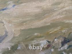 Tableau ancien breton marine mer Bretagne paysage signé peinture XIX huile toile