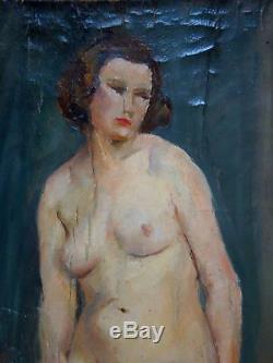 Tableau ancien école moderne superbe portrait de femme nue PRIX SACRIFIÉ