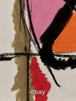 Tableau ancien composition mixte abstraite pastel à attribuer