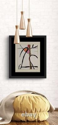 Tableau ancien composition mixte abstraite pastel à attribuer