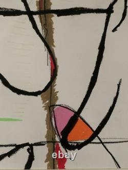 Tableau ancien composition mixte abstraite pastel à attribuer