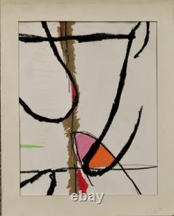 Tableau ancien composition mixte abstraite pastel à attribuer