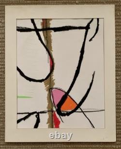 Tableau ancien composition mixte abstraite pastel à attribuer