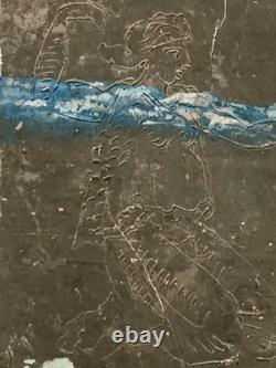 Tableau ancien composition mixte sculpture peinture portrait cavalière cheval