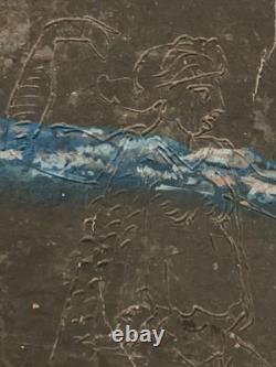 Tableau ancien composition mixte sculpture peinture portrait cavalière cheval