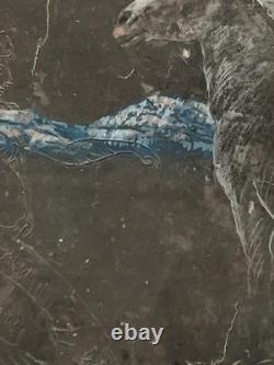 Tableau ancien composition mixte sculpture peinture portrait cavalière cheval