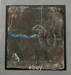 Tableau ancien composition mixte sculpture peinture portrait cavalière cheval