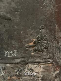 Tableau ancien composition mixte sculpture peinture portrait cavalière cheval