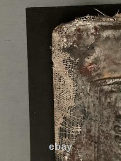 Tableau ancien composition mixte sculpture peinture portrait cavalière cheval