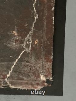 Tableau ancien composition mixte sculpture peinture portrait cavalière cheval