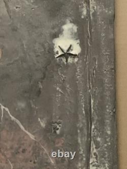 Tableau ancien composition mixte sculpture peinture portrait motif moulures