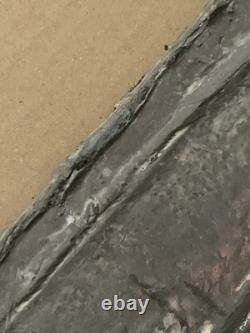 Tableau ancien composition mixte sculpture peinture portrait motif moulures