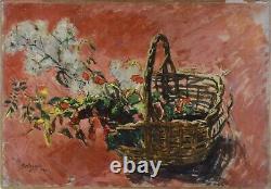 Tableau ancien de Constantin Belayeff XX? Siecle. Panier de fleurs