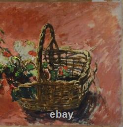 Tableau ancien de Constantin Belayeff XX? Siecle. Panier de fleurs