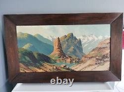 Tableau ancien de Paul Gobert Le pic de la Bruyère cadre bois 38 x 63