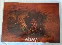 Tableau ancien début XIXéme. Ec. Romantique Huile 36cm x 50cm. Scène Galante