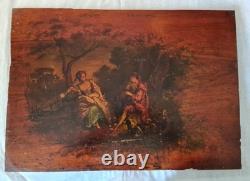 Tableau ancien début XIXéme. Ec. Romantique Huile 36cm x 50cm. Scène Galante