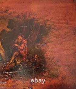 Tableau ancien début XIXéme. Ec. Romantique Huile 36cm x 50cm. Scène Galante