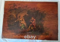 Tableau ancien début XIXéme. Ec. Romantique Huile 36cm x 50cm. Scène Galante