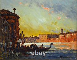 Tableau ancien, début XX? Siècle. Vue de Venise