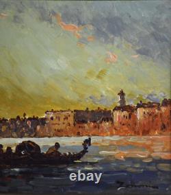 Tableau ancien, début XX? Siècle. Vue de Venise