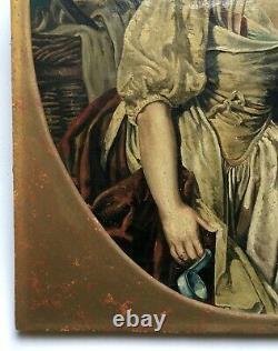 Tableau ancien dlg de Greuze, Huile sur toile, Laitière et son cheval, XIXe
