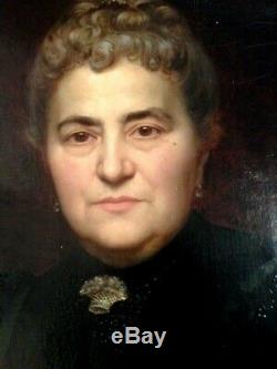 Tableau ancien du 19è-Portrait d'une dame de qualit signée Auguste Raynaud 1892