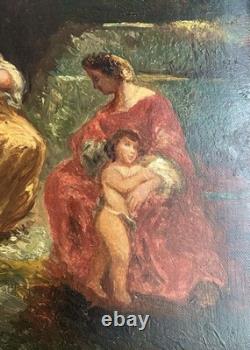 Tableau ancien du XIXème siècle restauré style école française romantique