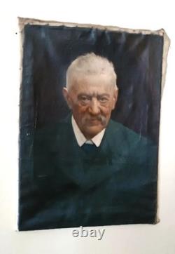 Tableau ancien du début des années 1900, portrait d'homme signé S. Bruno
