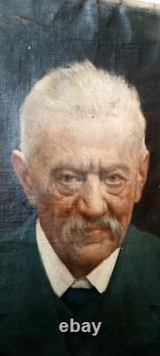 Tableau ancien du début des années 1900, portrait d'homme signé S. Bruno