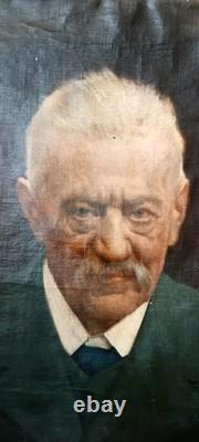 Tableau ancien du début des années 1900, portrait d'homme signé S. Bruno