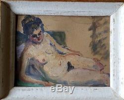 Tableau ancien école française superbe portrait de femme nue fauvisme
