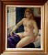 Tableau ancien école moderne superbe portrait de femme nue art-deco