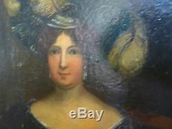 Tableau ancien, femme de maréchal d'empire, Napoléon, peinture ancienne, tableau