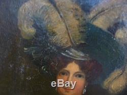 Tableau ancien, femme de maréchal d'empire, Napoléon, peinture ancienne, tableau