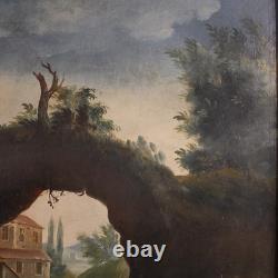 Tableau ancien français peinture huile sur toile paysage 18ème siècle art