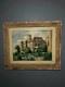 Tableau ancien fran&ccedil;ais sign&eacute; et dat&eacute; 1952 Ch&acirc;teau et jardin Huile
