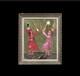 Tableau ancien gouache sc&egrave;ne de genre danse folklorique orientaliste Art Naif