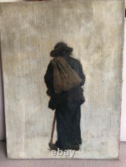 Tableau ancien homme a la canne