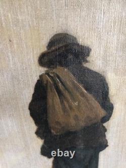 Tableau ancien homme a la canne