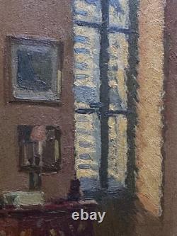 Tableau ancien huile La commode Paul HUGUES Paul intérieur Salon Parisien