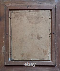 Tableau ancien huile La commode Paul HUGUES Paul intérieur Salon Parisien