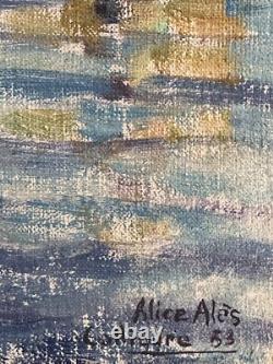 Tableau ancien huile Marine vue de Collioure 1953 post impressionniste signée